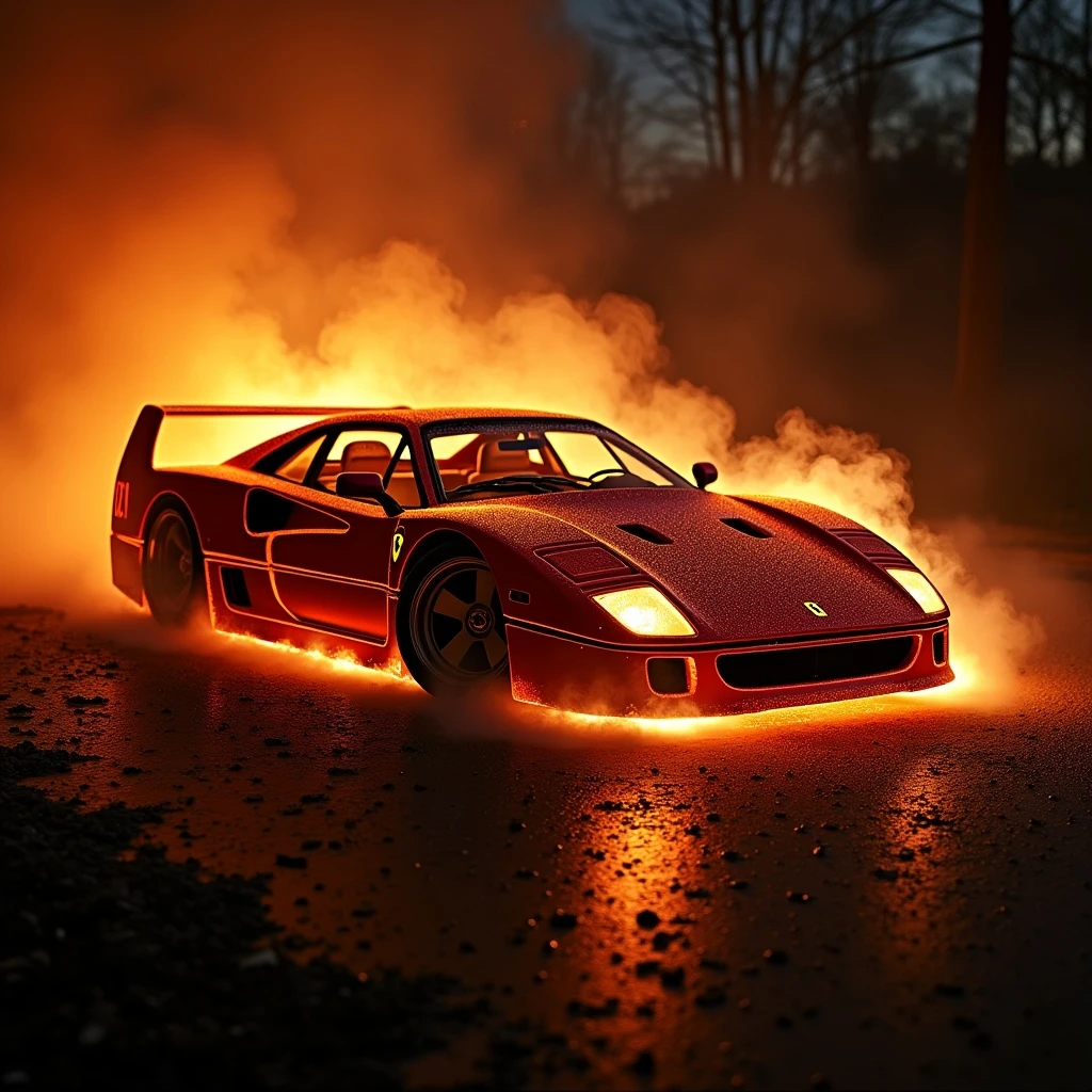 Ferrari F40 in fire emoji
