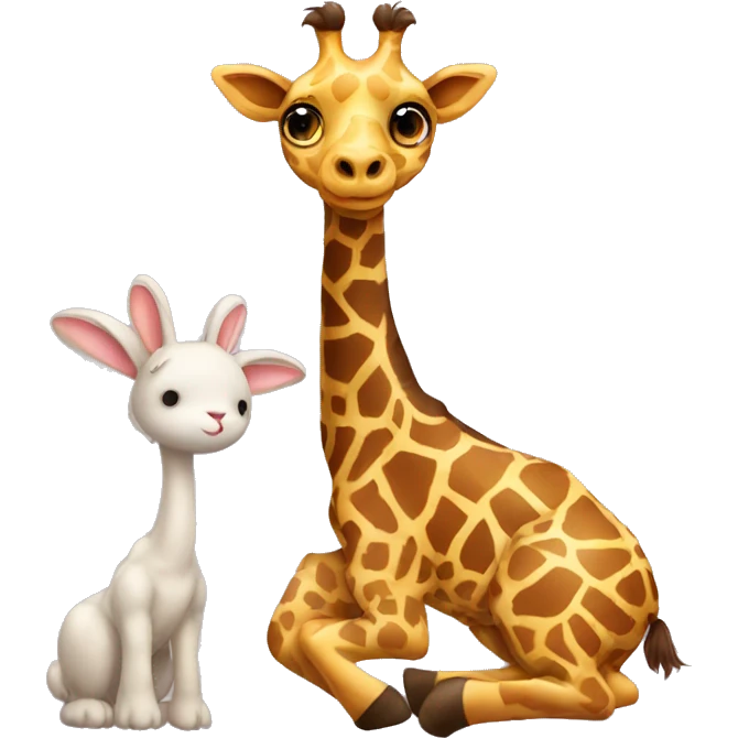 Giraffe and bunny couple emoji