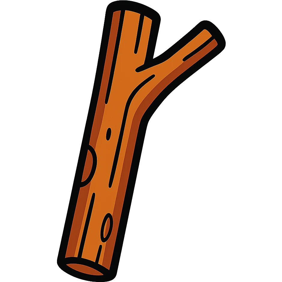 a wooden stick, cartoon style emoji