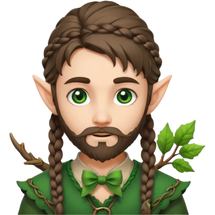 Forest elf with braided beard and bow emoji