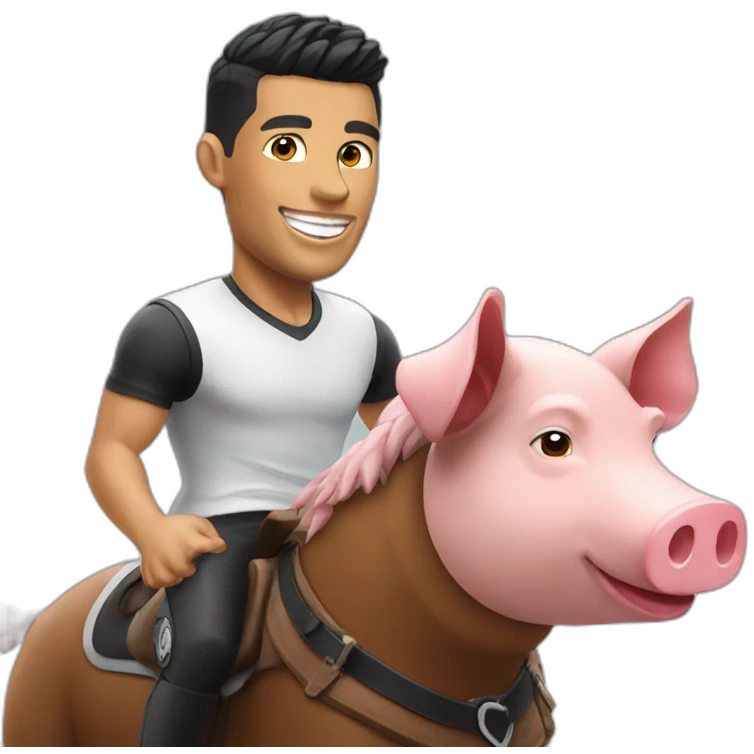CR7 riding a pig emoji