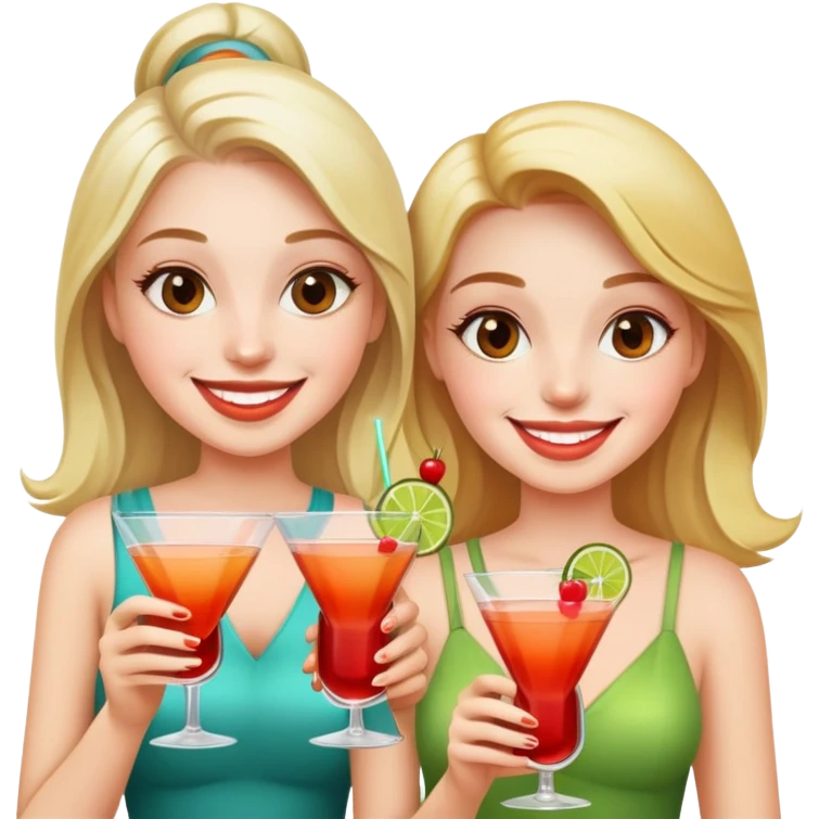 two girls with cocktails  emoji