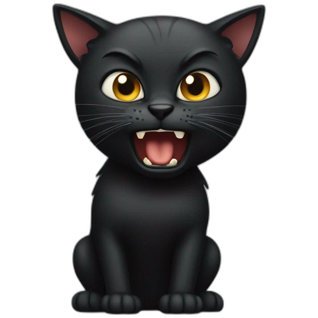 angry black cat hissing emoji