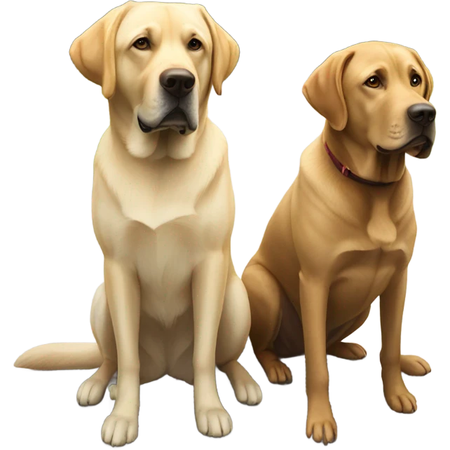 A brown lab and a yellow lab sitting emoji