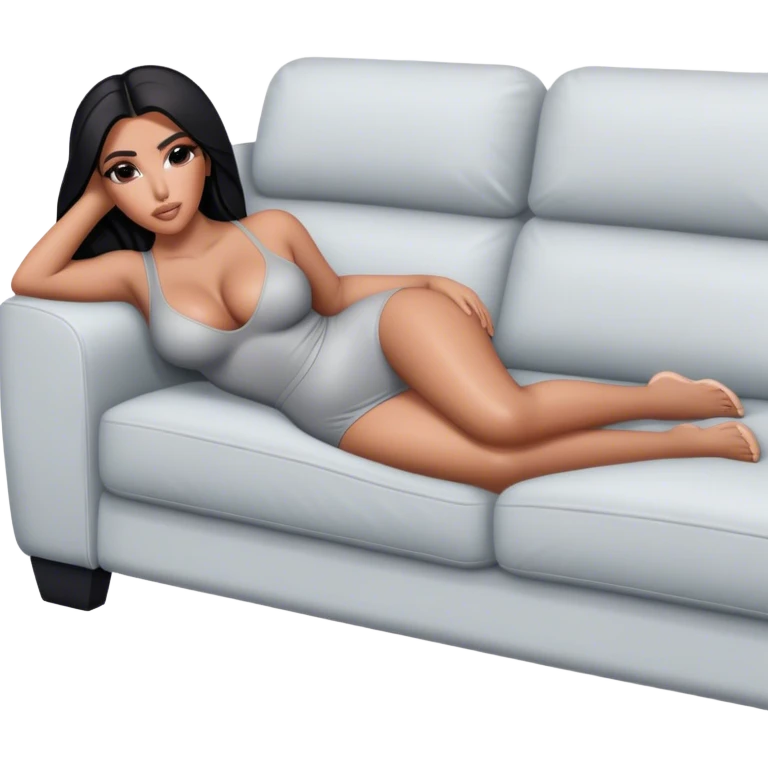 hyper-realistic kim kardashian lie on couch comfy emoji