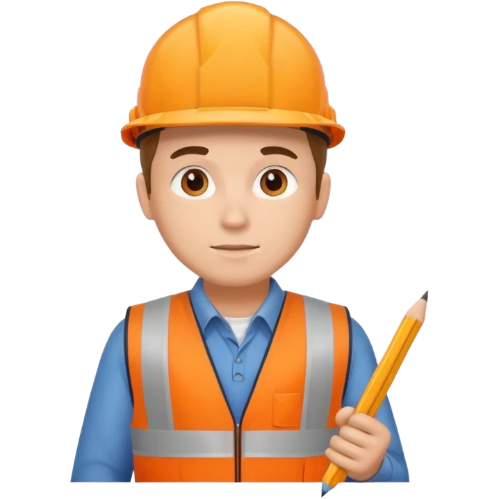 worker wearing orange west holding a pencil emoji