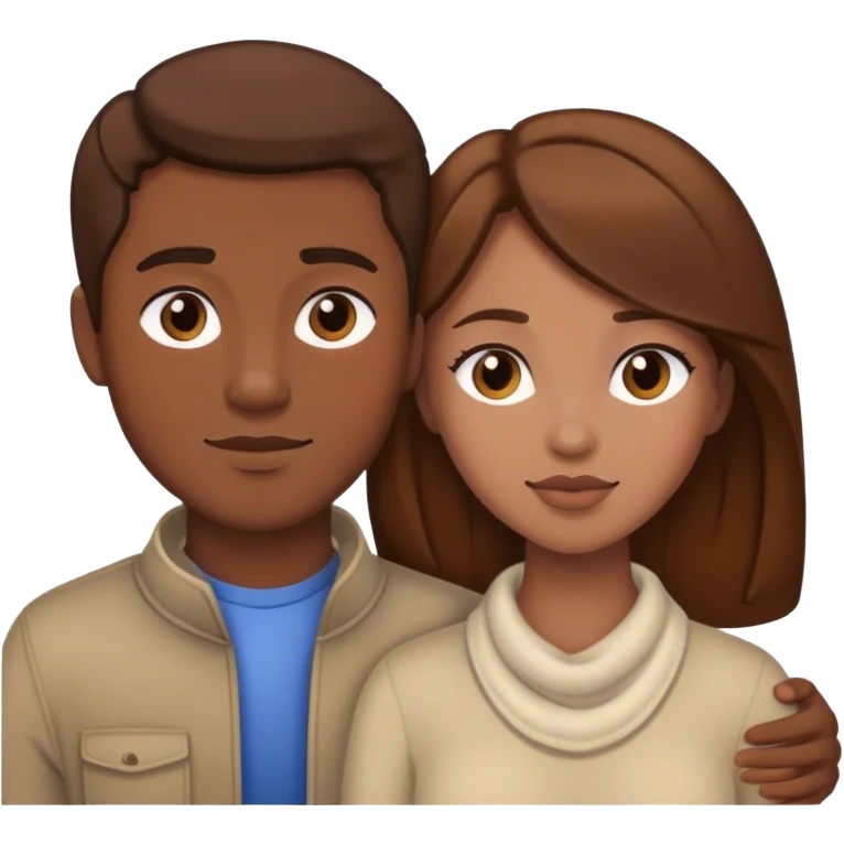 Interracial couple brown hair  emoji