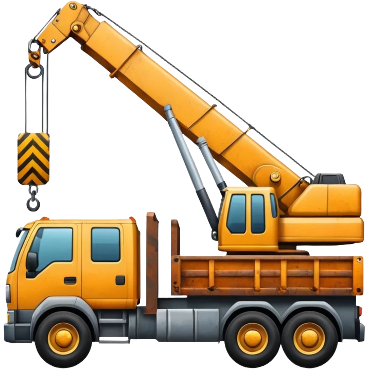 Create a crane truck with a long extendable arm lifting materials. emoji