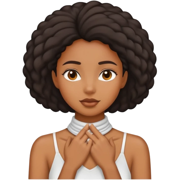 black girl choking herself hands around neck emoji