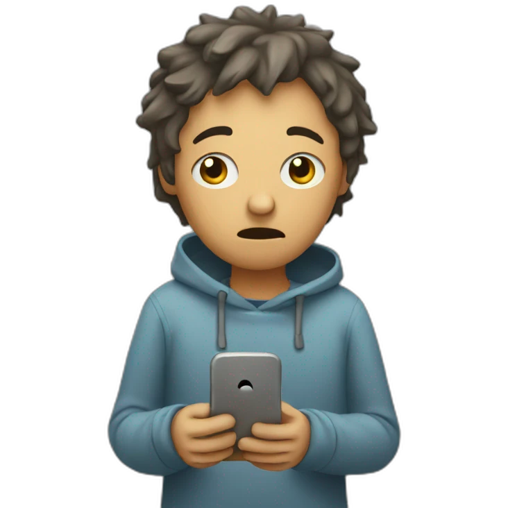 distressed person looking at their phone emoji