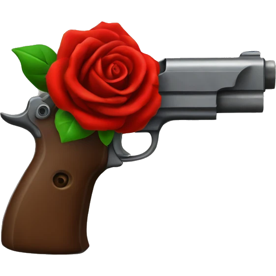 Pistol with red rose handle emoji