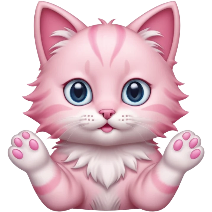 Cute pink kitty holding up its paws emoji
