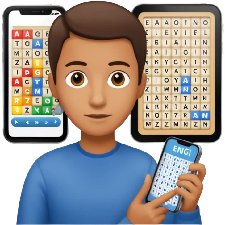 mano con movil y buscador palabras emoji
