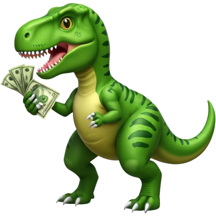 T. rex holding money emoji