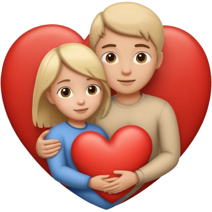 two figures, adult and child, inside a heart emoji