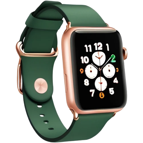 rose gold apple watch with forest green band emoji