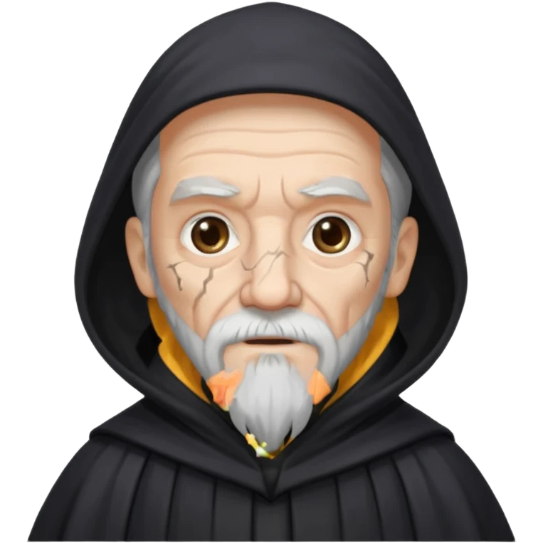 old wizard with black robe and cracked skin emoji