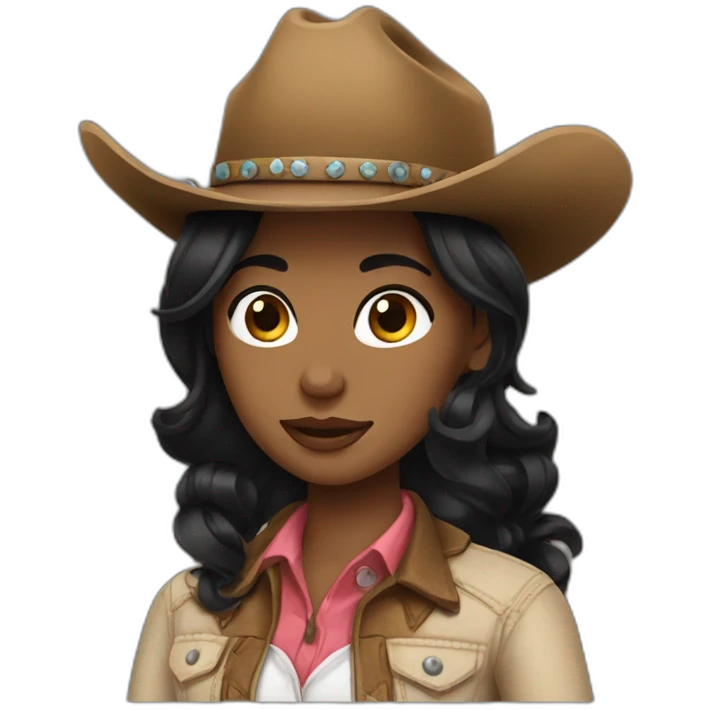 cowgirl straight black hair emoji