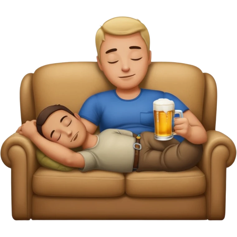 guy sleeping on couch with a beer in his hand emoji