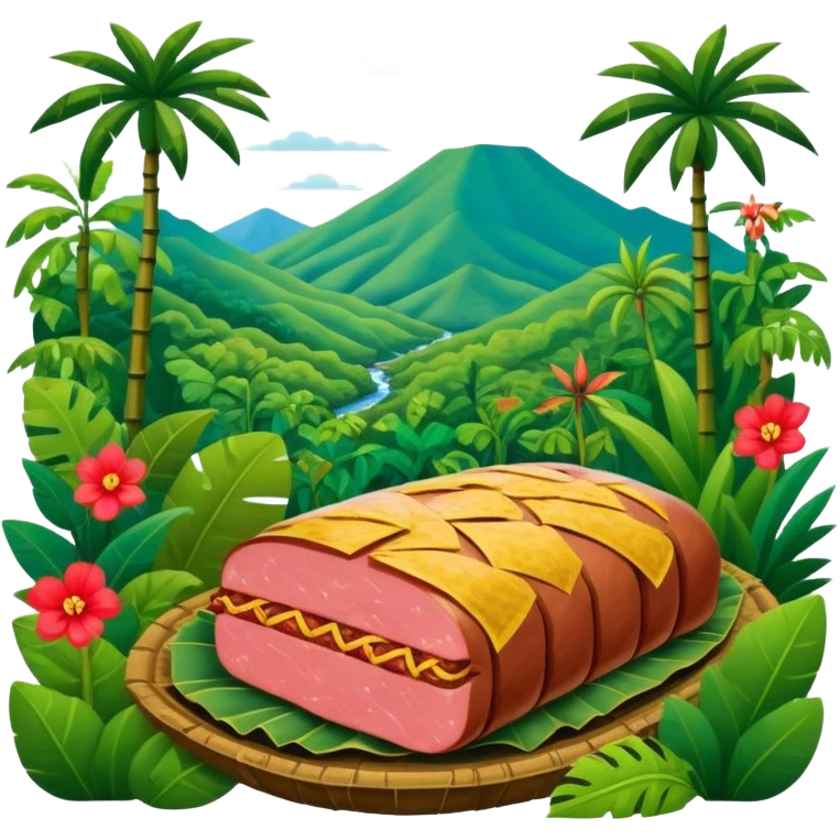 frida khalo style spam meat jungle art landscape  emoji