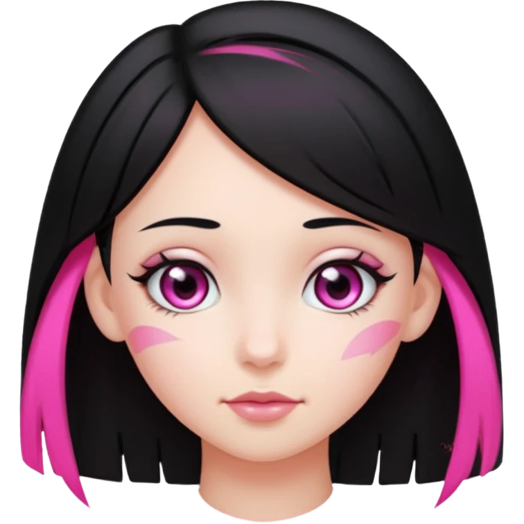 girl with black hair and pink streak by ear emoji