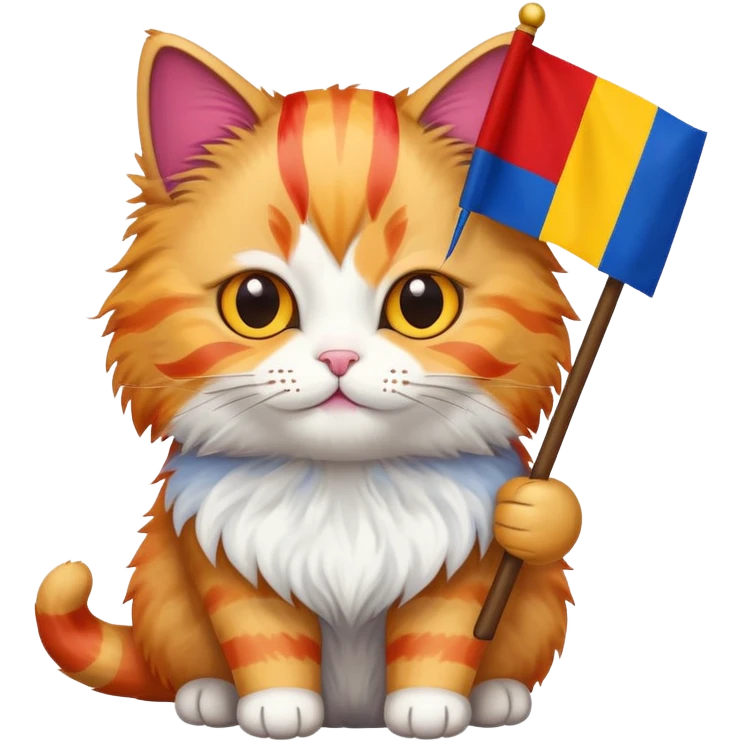 cat holding romanian flag  emoji