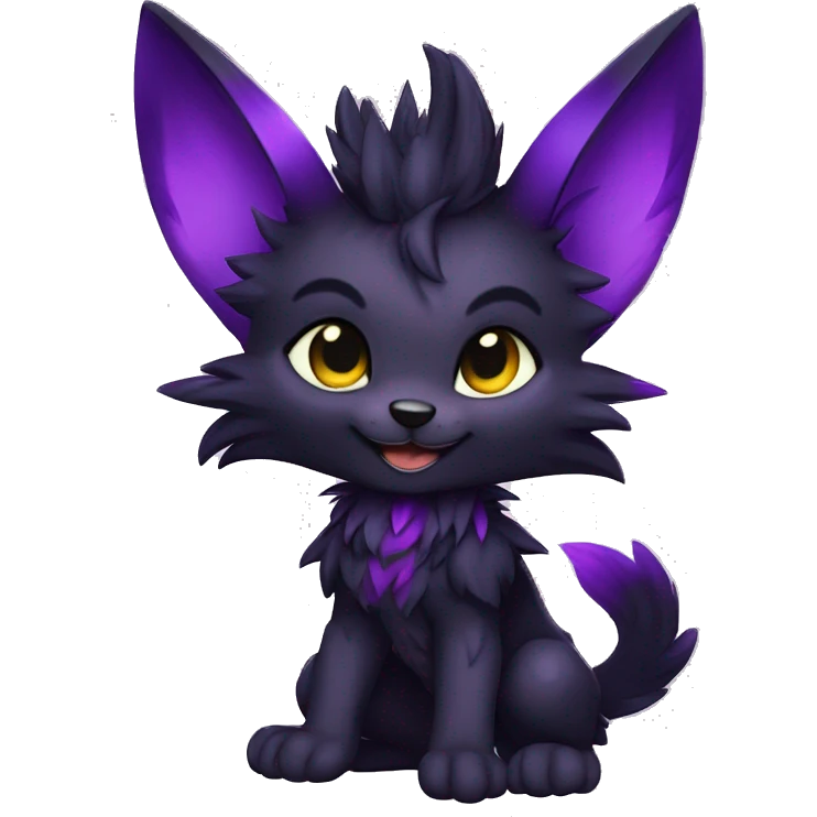Anthro-Edgy-Cool-Black-Purple-Contrast-Colors-Fantasy-Fur-Sona-Chibi-Shiny-Fakémon-Hybrid full body emoji