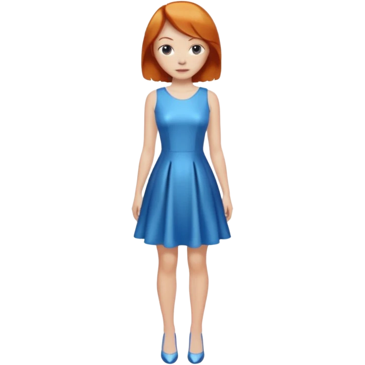 woman lshort ginger hair blue shiney dress full body emoji