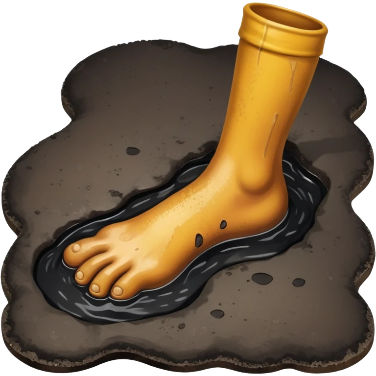 A male foot stuck in a tar puddle emoji