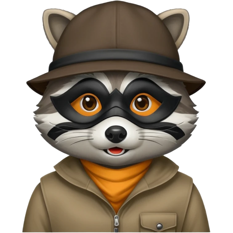 raccoon with mask and incognito hat emoji