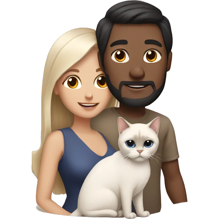 Couple with a siamese and himalayan cat emoji