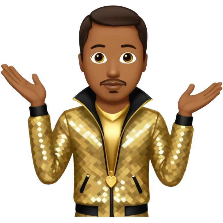 MC Hammer with dark brown hair, gold sequin outfit emoji