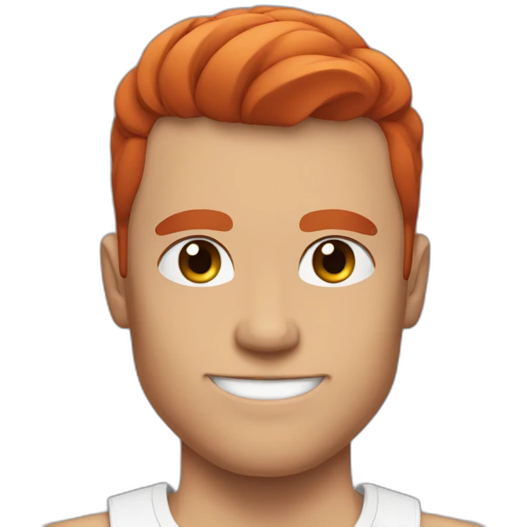 Lean Muscle man blue eyes slick red hair emoji