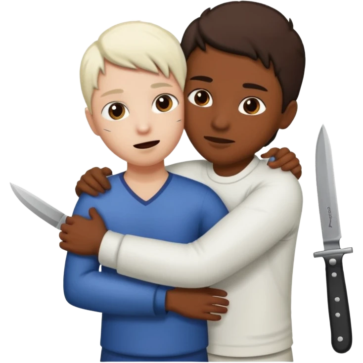 Deux personnes qui se font un câlin et l'autre lui mets un couteau dans le dos emoji