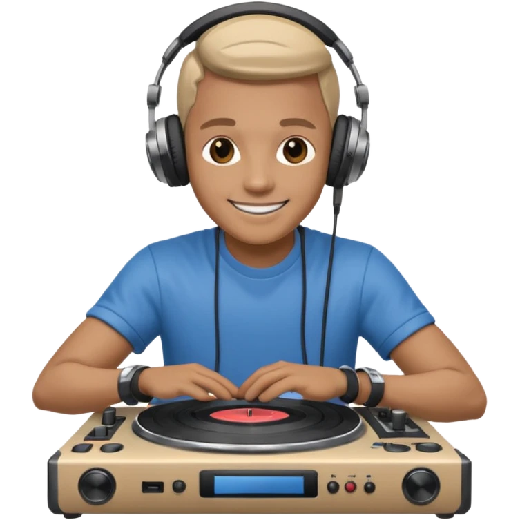 a DJ with headphone and a turntable emoji