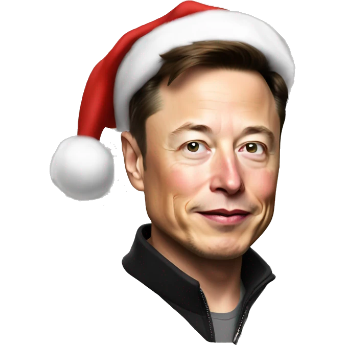 Elon musk wearing a Santa hat emoji