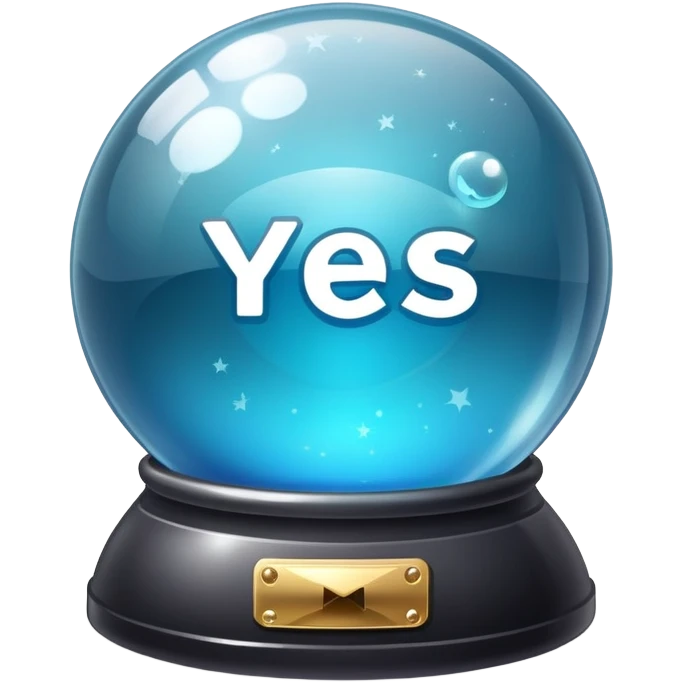 A magic ball with predictions that says "yes" on it. emoji