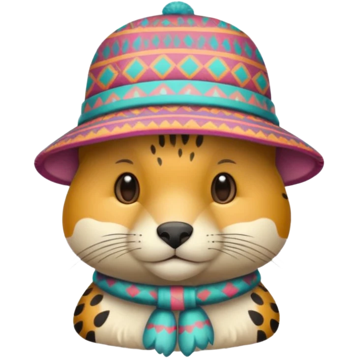 animal wearing patterned hat  emoji
