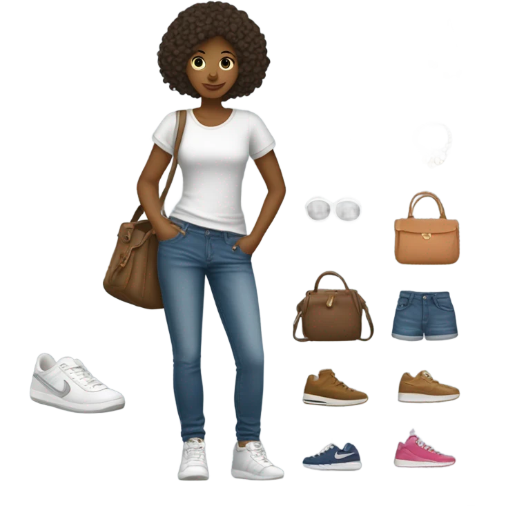 casual style with accessories girl emoji