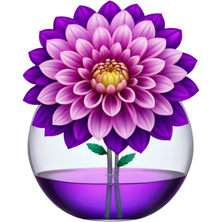 big realistic dahlia flowers in a clear vase with clear water emoji