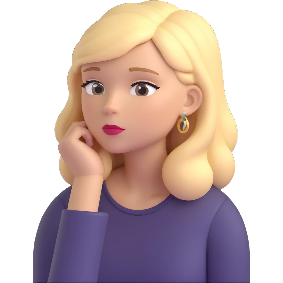 woman with blonde hair thinking emoji