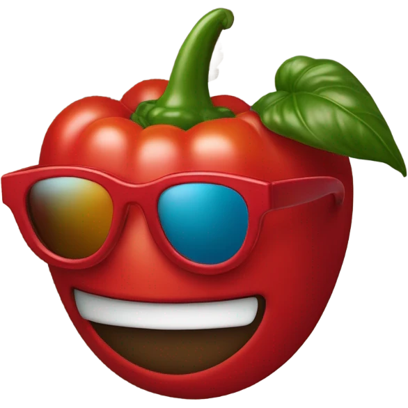 Red pepper with Mantel and sunglasses and necklace emoji
