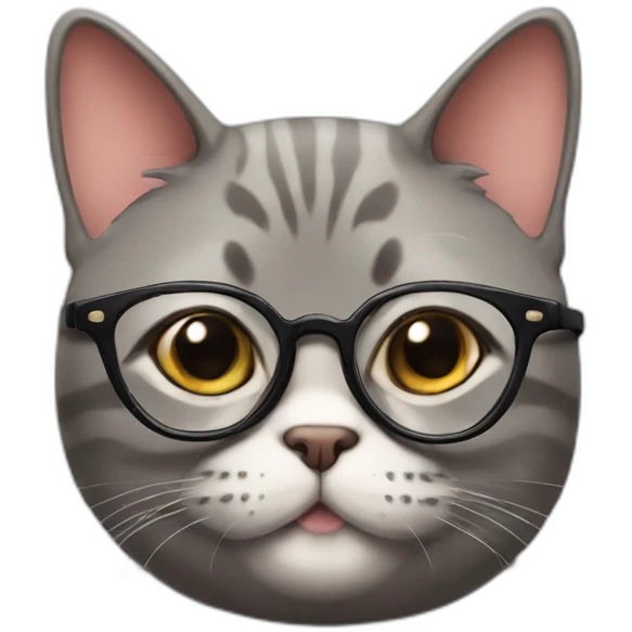 British tubby cat in glasses emoji