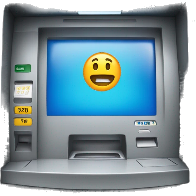 ATM machine A curious face emoji