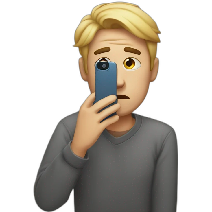 sad man taking a selfie wiith his phone while crying emoji