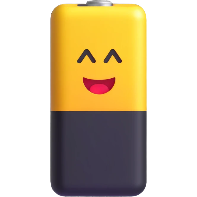 3D battery charge emoji, 10% charged emoji