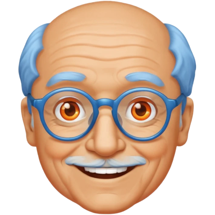 blue skinned orange glassed grandpa emoji