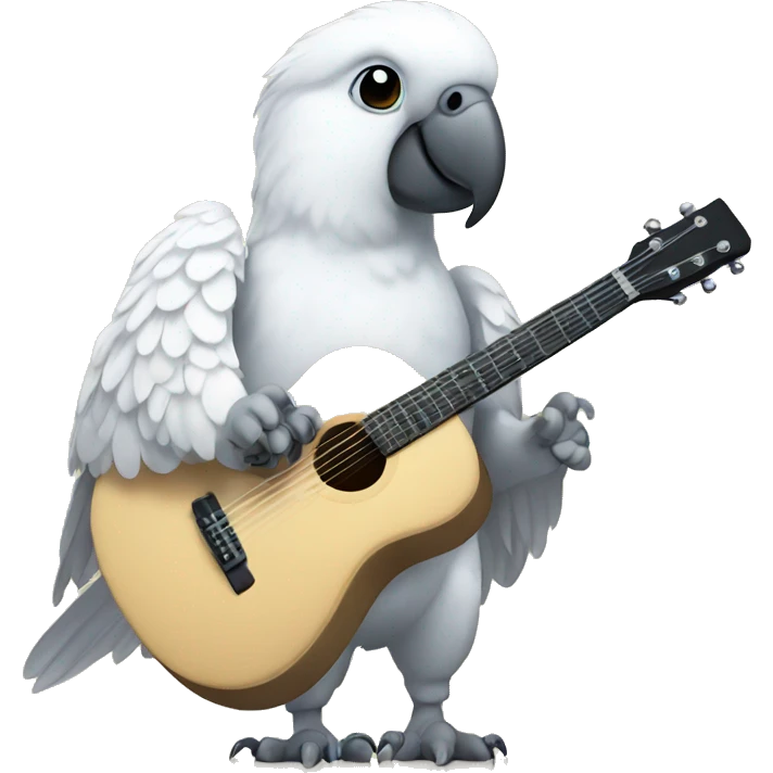White parrot playing guitar emoji