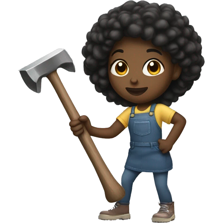 Black girl with two hammers emoji