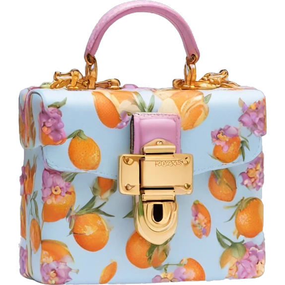 Dolce and Gabbana small box bag with colourful lavender light blue orange pink summer print and golden detais 2023 emoji